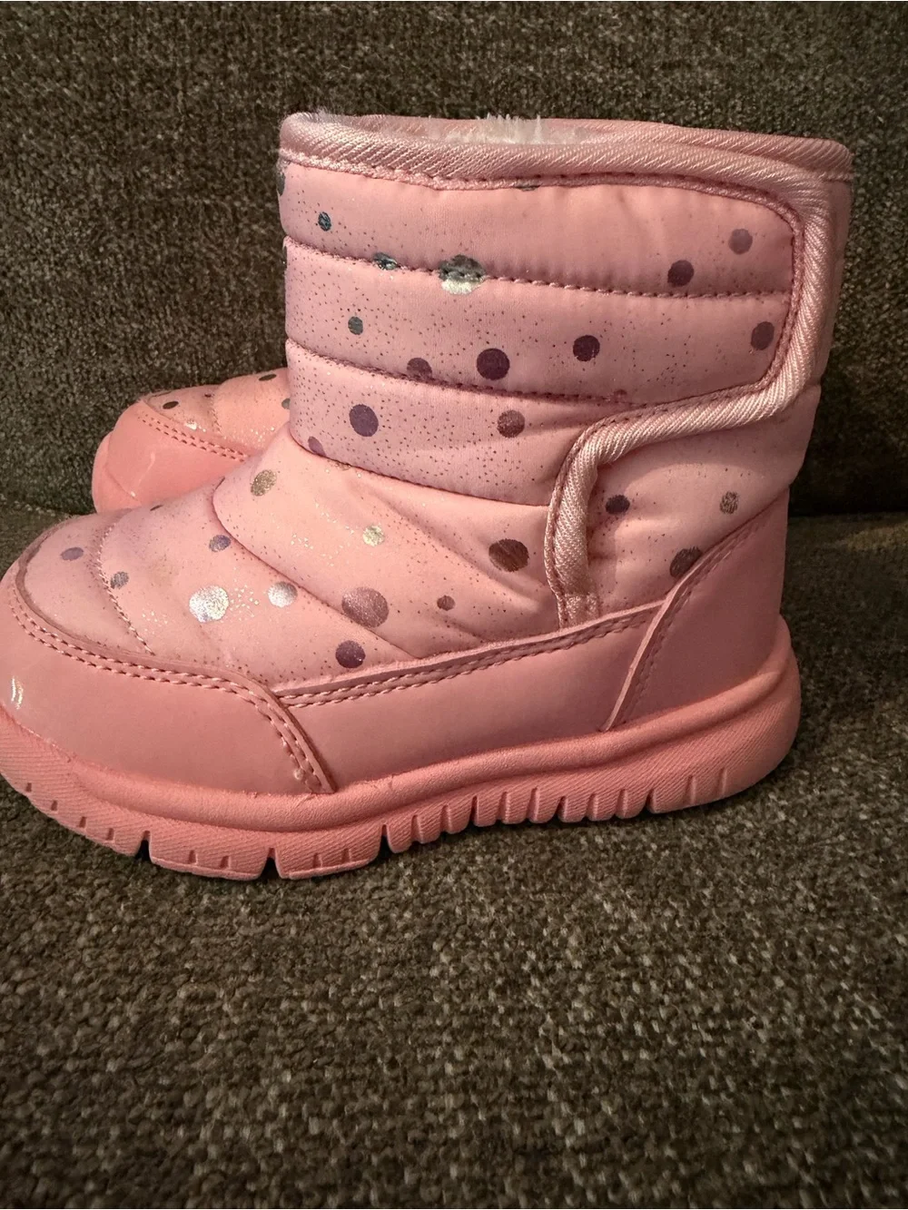 Kids Pink Dot Snow Boots with Easy Slip-On Fit